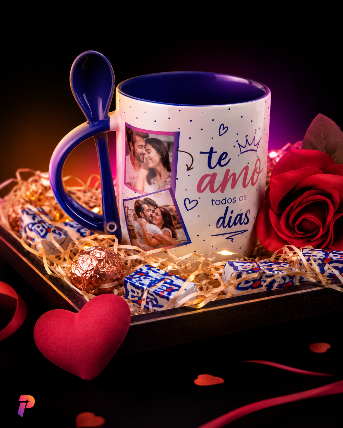 Caneca personalizada com fotos de casal e a frase Te amo todos os dias